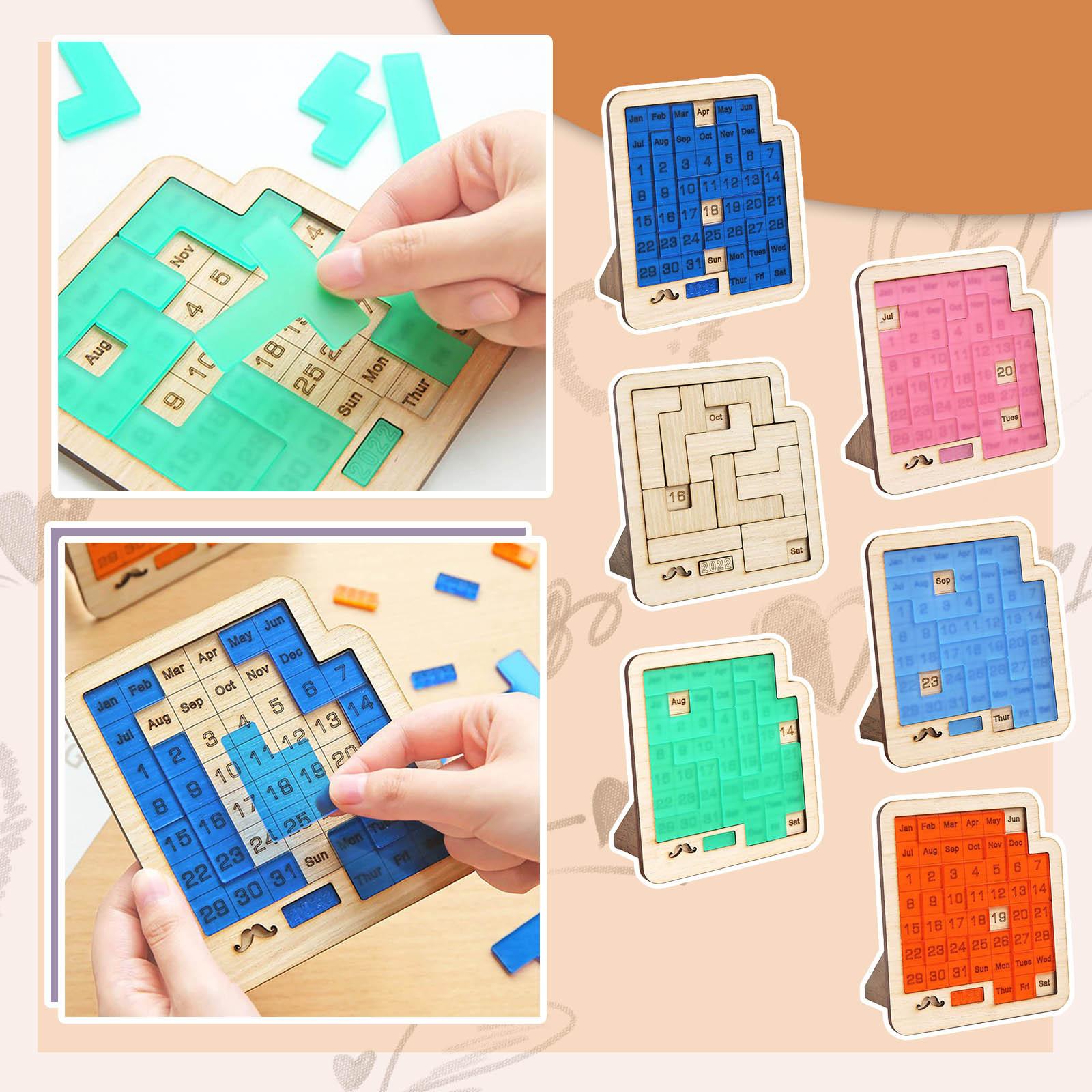 

Головоломка с ежедневным календарем Sagit - деревянные головоломки для детей и взрослых - головоломка на вызов 365+ дат, офисная логическая головоломка-календарь для мозга