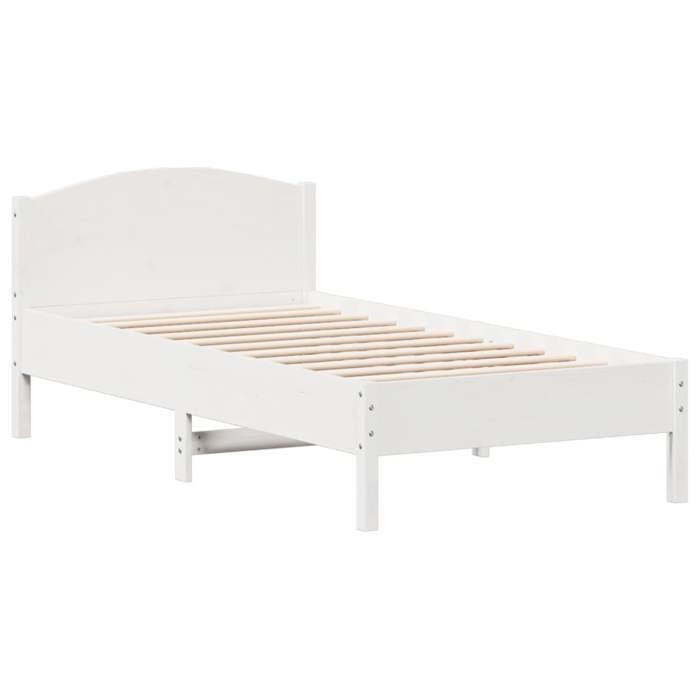VidaXL Bed Frame with Headboard White 75x190cm Solid Pine Wood 842627