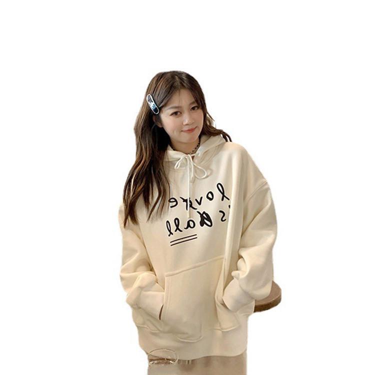 Sudadera con capucha coreana para mujer: Jersey holgado, que reduce la edad, de manga larga para otoño/invierno 2025 - Talla grande, estilo casual