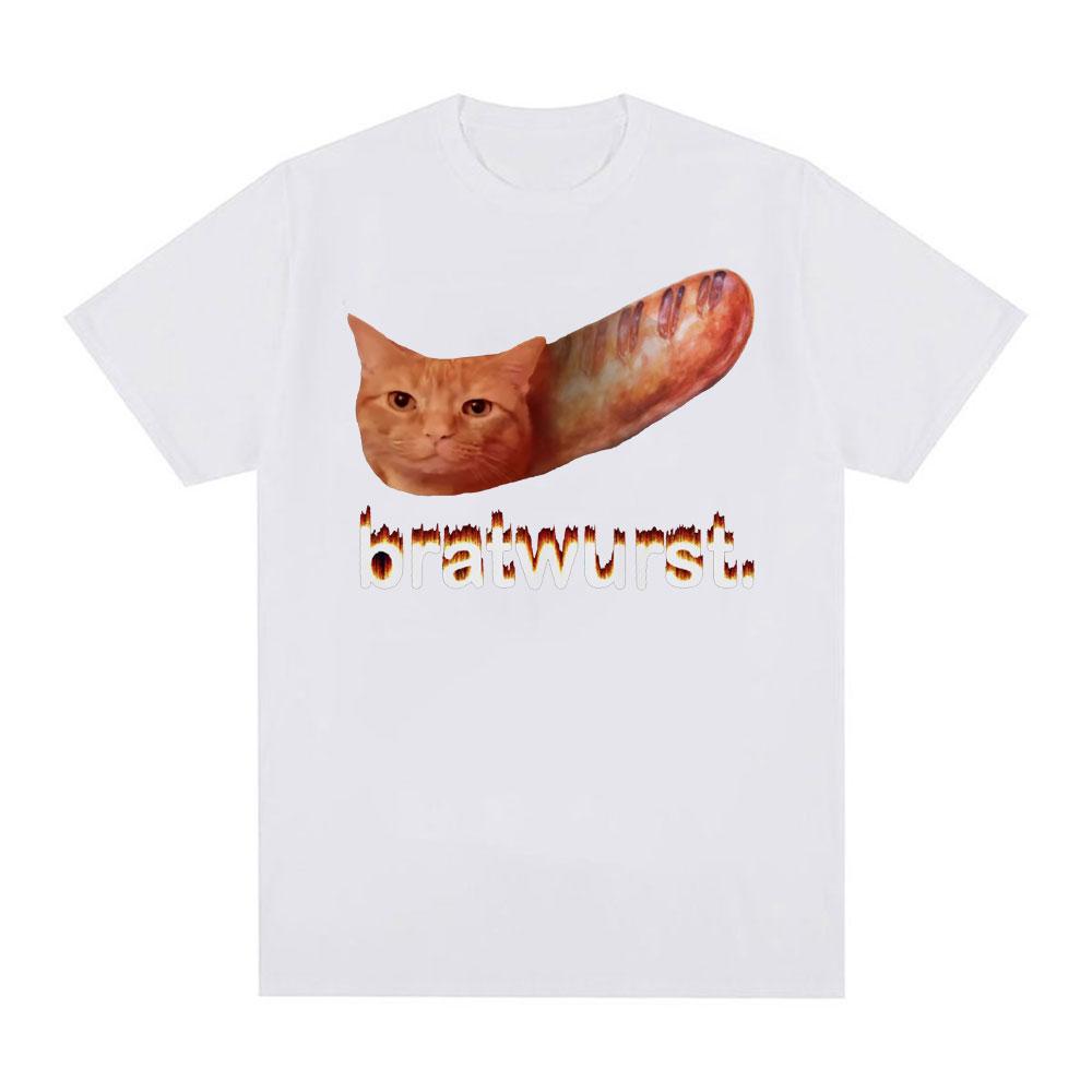 Bratwurst Funny Cat Meme Tshirts Unisex Unisexs Clothing Casual Humor Short Sleeve T Shirt Summer Pop Tshirt Streetwear