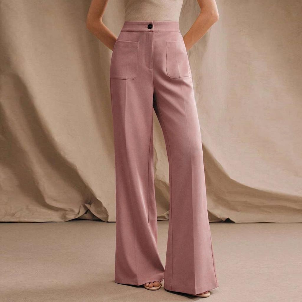High Waist Wide Leg Pants for Women Casual Loose Fit Trousers with Front Pockets Office Style
