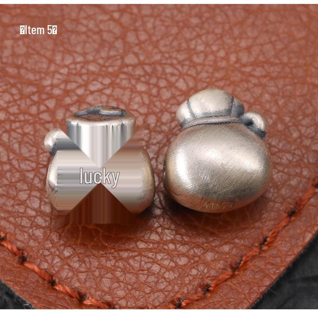 Sterling Silver S999 Wealth Attraction Beads - 3D Money Bag Design for DIY Bracelets