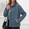 Women's Fashionable Solid Color Long Sleeved Pocket Casual  Jacket