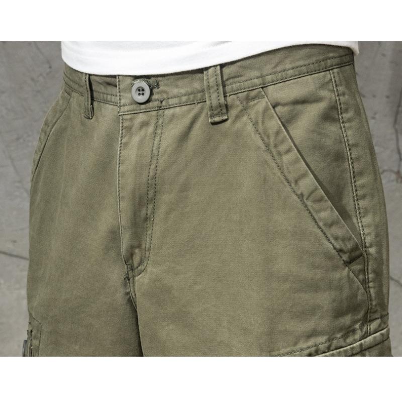 Summer Men Fashion Pockets Cargo Shorts Loose Solid Casual Five Point Pants
