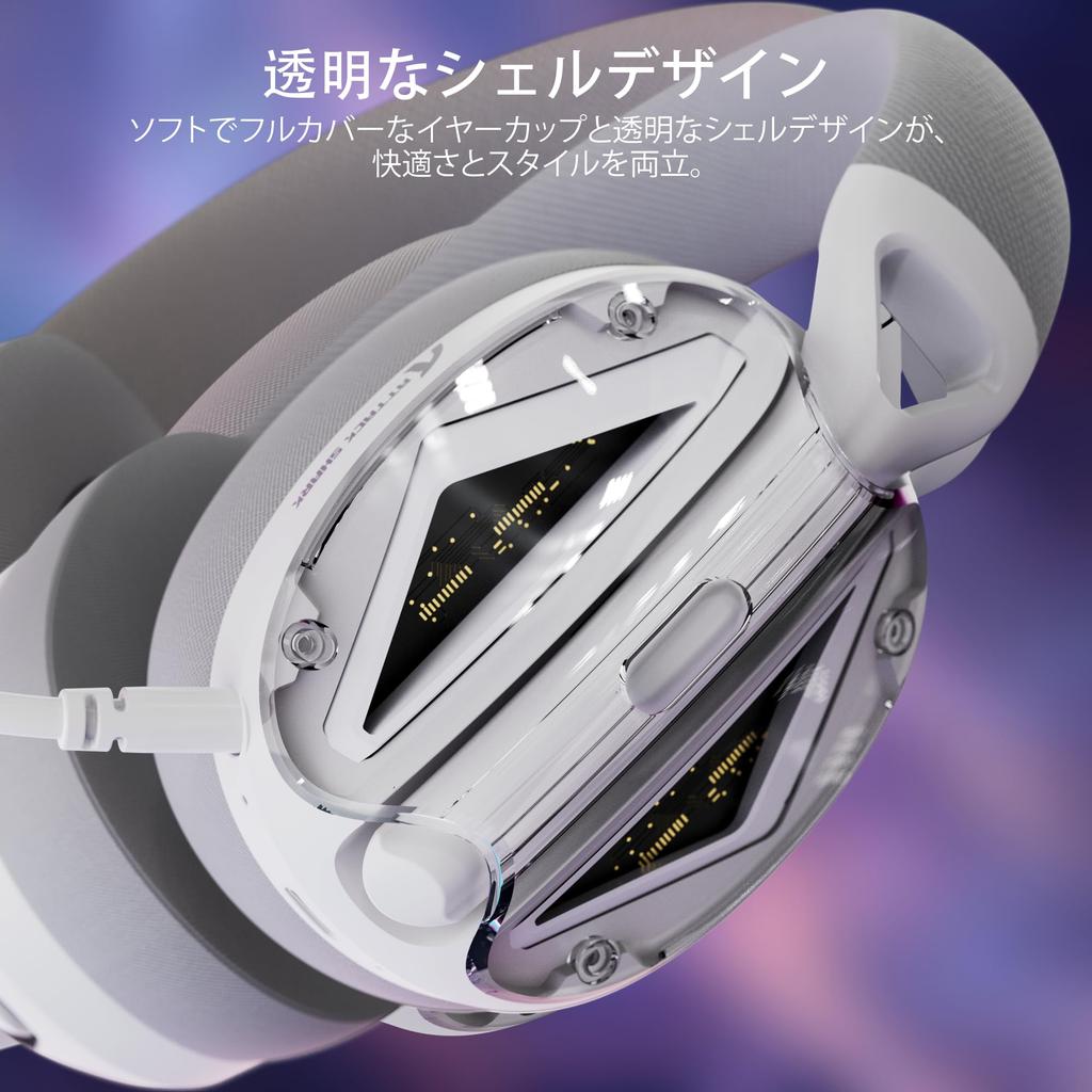 ATTACK SHARK L60 Wireless Gaming Headset Headphones Connection Dual Port 50 Hours Battery 40mm 3D Surround Noise Detachable Transparent Compatible