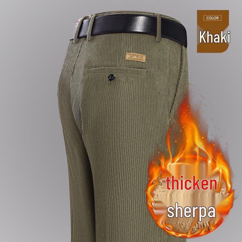 Men's Autumn/Winter Chenille Corduroy Pants - High Waist, Straight Leg, Loose Fit, Casual Pants for Middle-aged and Elderly