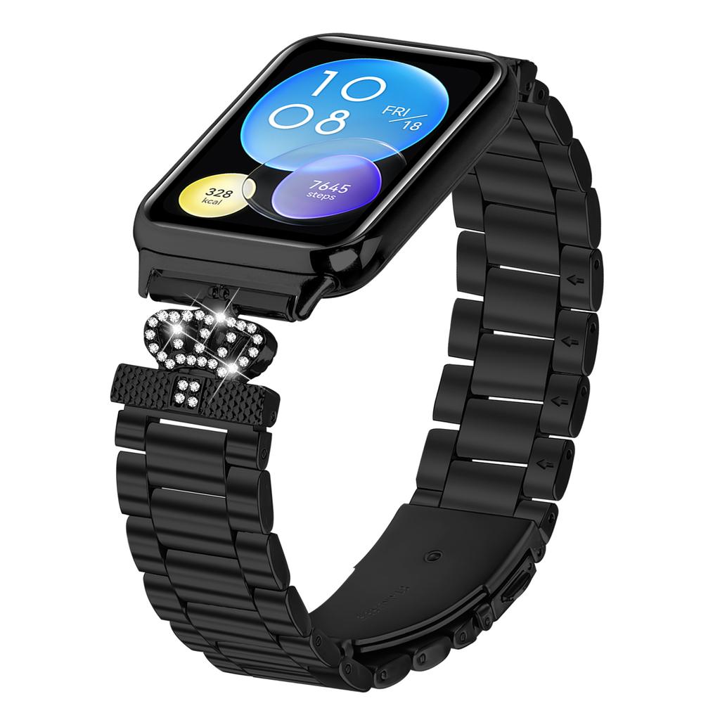 Stainless Steel Strap for Xiaomi Redmi Watch 4 Crown Shape Rhinestone Decor Watch Band