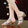 sandalias femininas women cute silver peep toe high quality anti skid square heel shoes lady fashion golden sexy sandals ab552