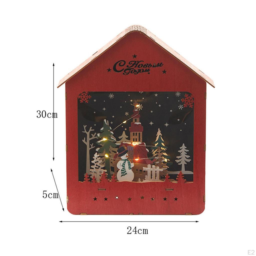 Weihnachts-Schneehaus Leuchtende Szene Holzfigur für Zuhause