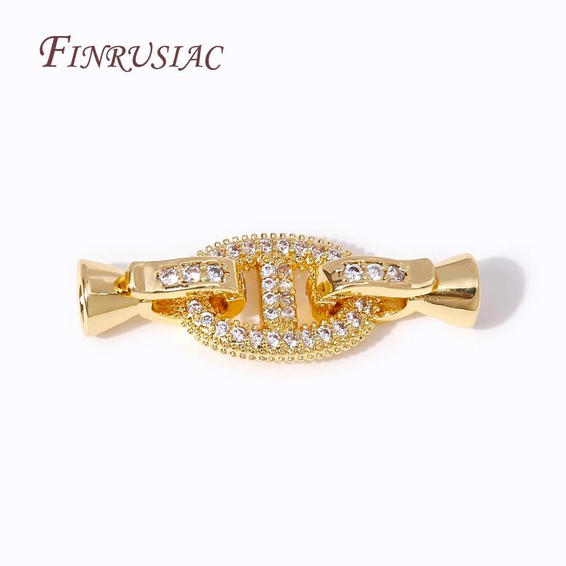 18K Gold Plated Inlay Zircon Fastener Clasp Connectors Fashion Pig Snout Shape Bracelet Clasps DIY Jewelry Making Supplies