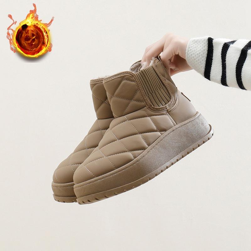 

Жіночі зимові зимові черевики на масивній платформі. Повсякденні нековзкі ботильйони Взуття з підкладкою зі штучного хутра Комфортні теплі короткі чоботи на флісовій підкладці для жінок 40 коричневий