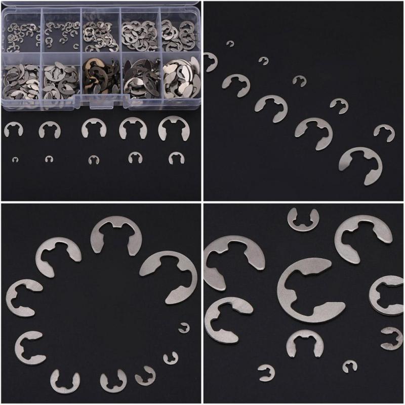Xinrub E-Clip 200pcs Stainless Steel E-Ring Retaining Ring Assortment M1.5-M10 Xinrub E-Clip 200pcs Stainless Steel E-Ring Retaining Ring Assortment M1.5-M10