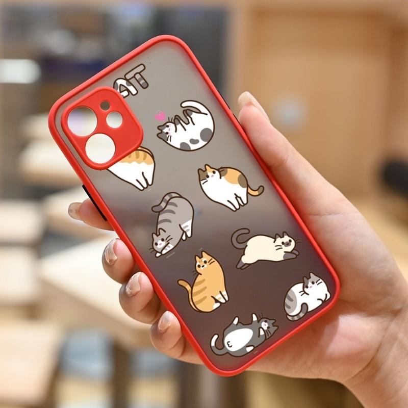 Cute Cat Phone Case For IPhone 14 13 12 11 Mini Pro Max XS X Max XR 8 7 Plus SE 2022 Skin Color Phone Cover