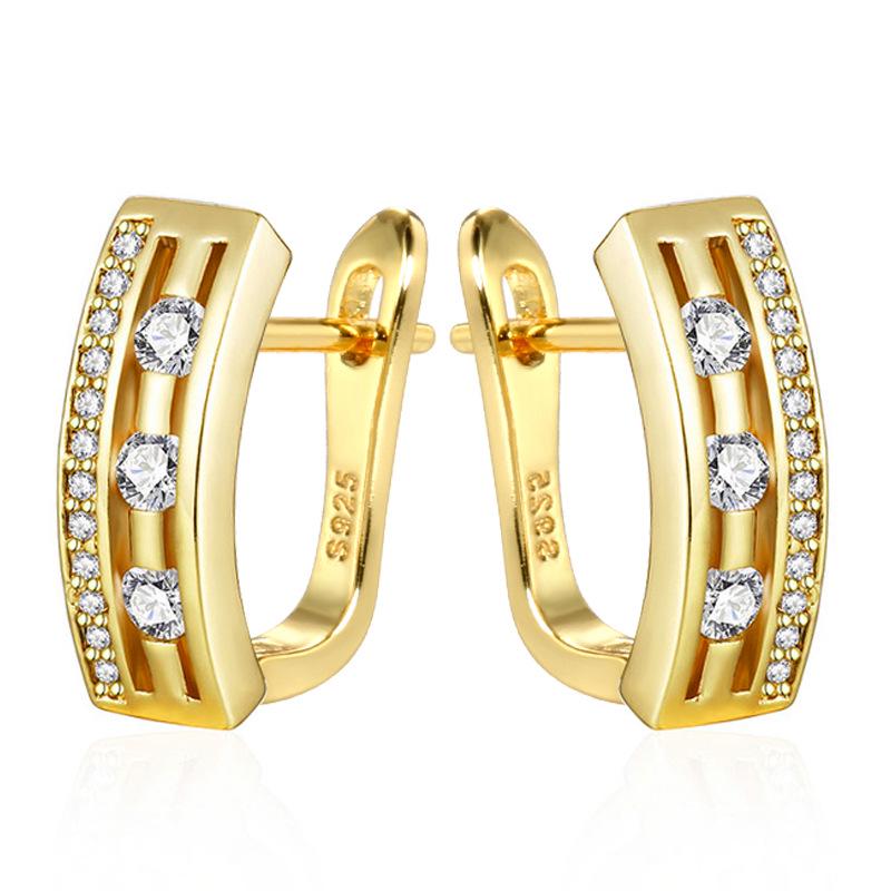 Trendige kupferbeschichtete Echtgold Zweifarbige Hohlblumenohrringe