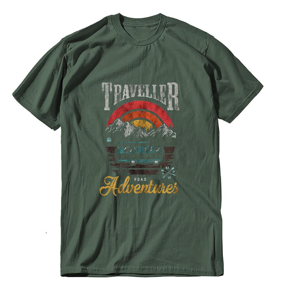 Coolmind YA007 100% Cotton Big Size Cool Traveller Print Men T Shirt Exclusive Graphic Loose Men Tshirt Cotton Tee Shirts Man