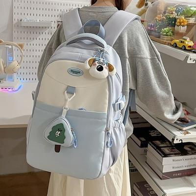Fresh and Sweet Contrasting Colors Girl Backpack Junior High School Students High Value Large Capacity Backpack