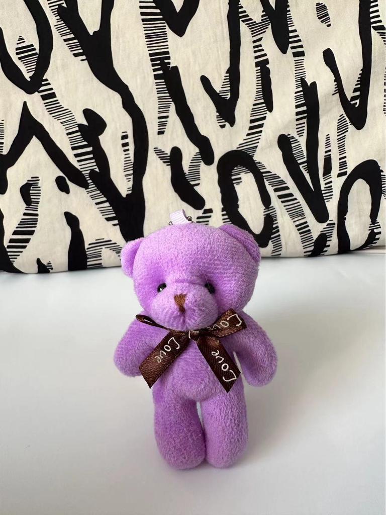 One-piece Teddy Bear Pendant Keychain with Bow Tie - Plush Toy Doll.