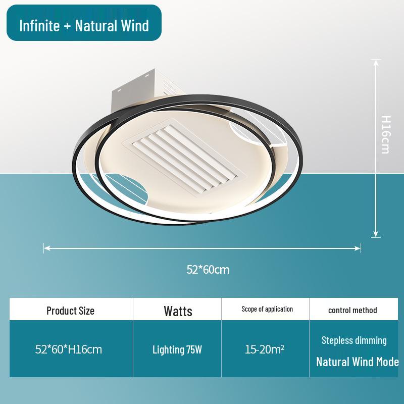 

Современный минималистичный потолочный вентилятор без лопастей с подсветкой - Большой воздушный поток для гостиной и спальни Stepless + Supports Tmall Genie (Not Included)