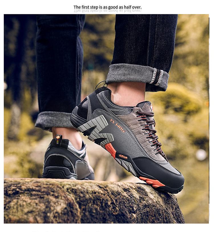 Men's Lightweight Non-Slip Genuine Leather Hiking Shoes - Breathable, Wear-Resistant Outdoor Shoes for Hiking and Travel (Unisex).