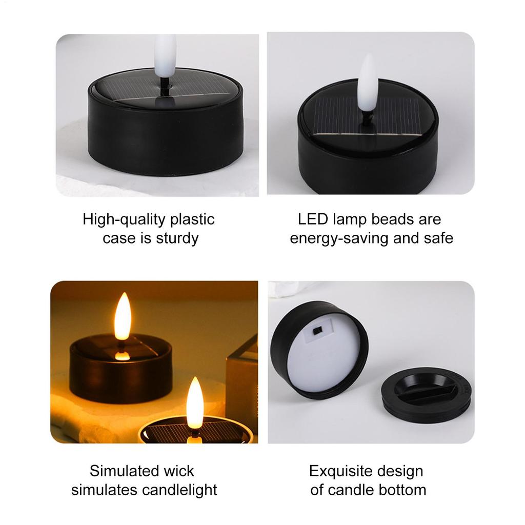 Solar Candles Flameless Fake Candle LED Lights For Outside 4 Pieces Waterproof Outdoor Decor For Halloween Decorations Pathway