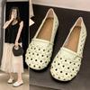 Fashion 2025 Summer New Hollow Bull Tendon Soft Slip-on Casual Mom Shoes Flat Single Shoes for Women