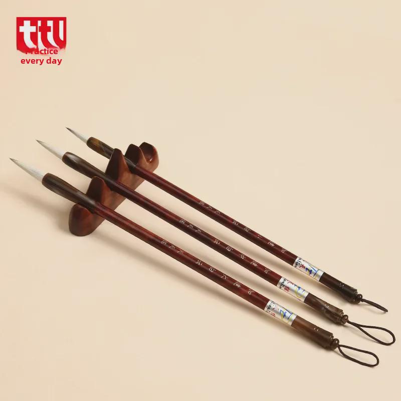 Wolf and Goat Hair Brushes for Primary School Calligraphy – Large, Medium, Small Solid Wood Brushes
