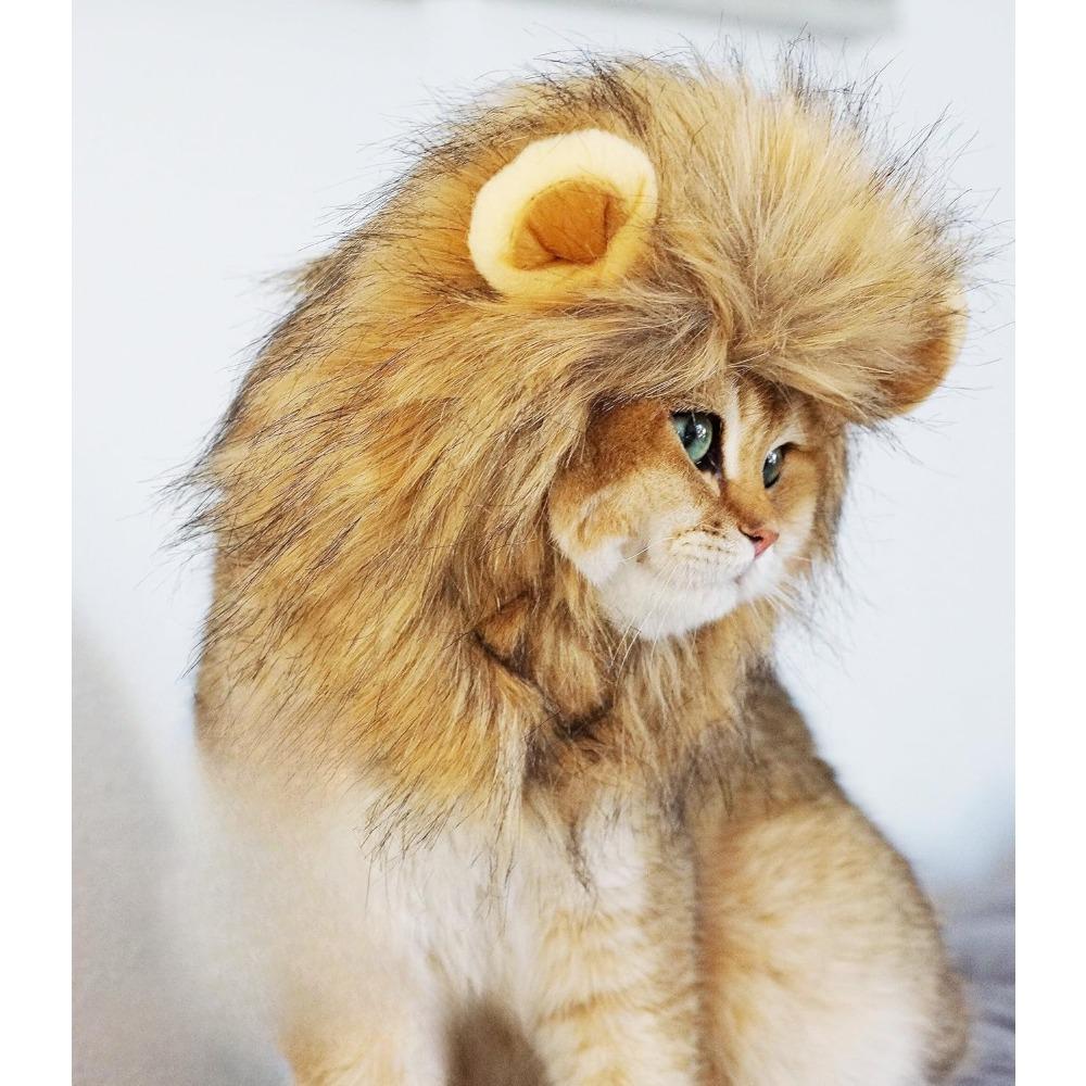 Lion Mane Wig for Dog Cat Costume Pet Washable Comfortable Fancy Lion Hair Cat Clothes Dress for Halloween Easter Festival Party