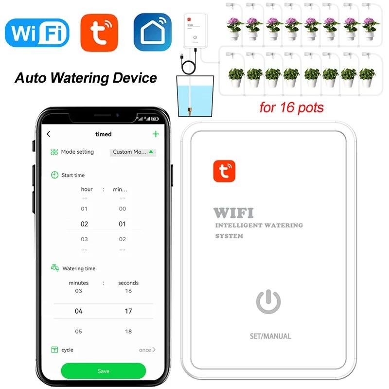 Tuya WIFI Auto Watering Device Intelligent Timed Drip Irrigation System APP Control Irrigation System Kit for 16 Potted Plants