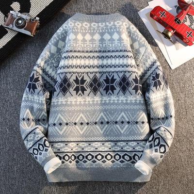 Herren Herbst- und Winter-Pullover Rundhals Langarm Lässig Ethno-Stil Strickwaren Mode-Tops
