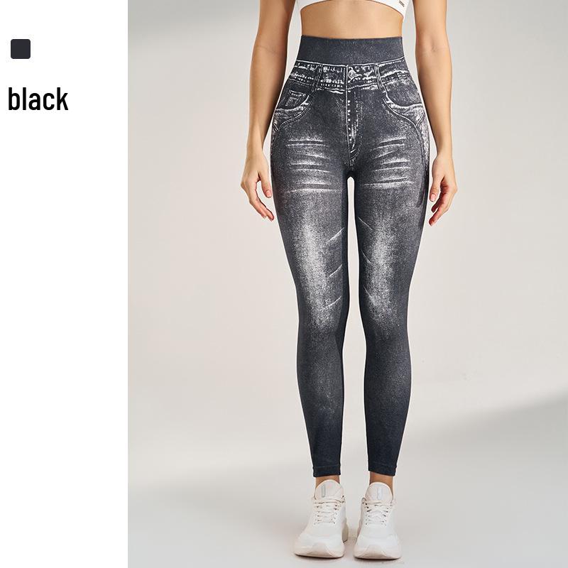Women s High-Waisted Yoga Pants Faux Denim: Slimming, Body-Shaping, Butt-Lifting Leggings