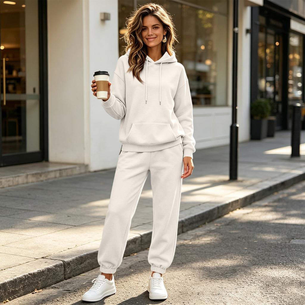 Women's Lined Hoodie and Jogger Pants Set Loose Fit Casual Sweatsuit