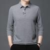 Autunno Nuovo T-Shirt Lunga da Uomo Polo con Risvolto Gioventù Business Slim Tinta Unita Manica Lunga Abbigliamento da Uomo