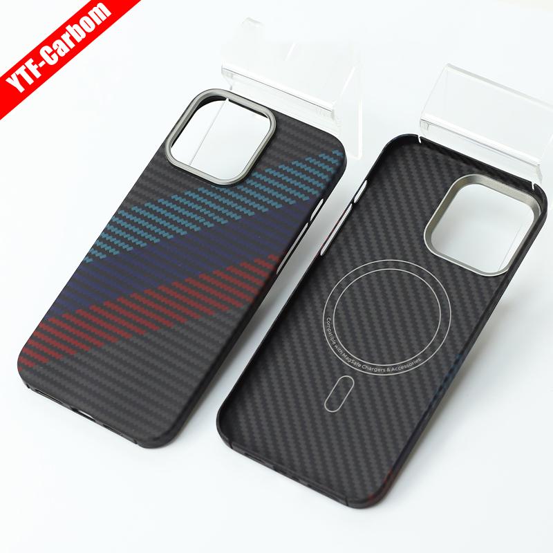 YTF-Carbon for iPhone16Promax Carbon Fiber Mobile Phone Case Aramid Fiber Magnetic 16Pro Protective Case Business 16plus