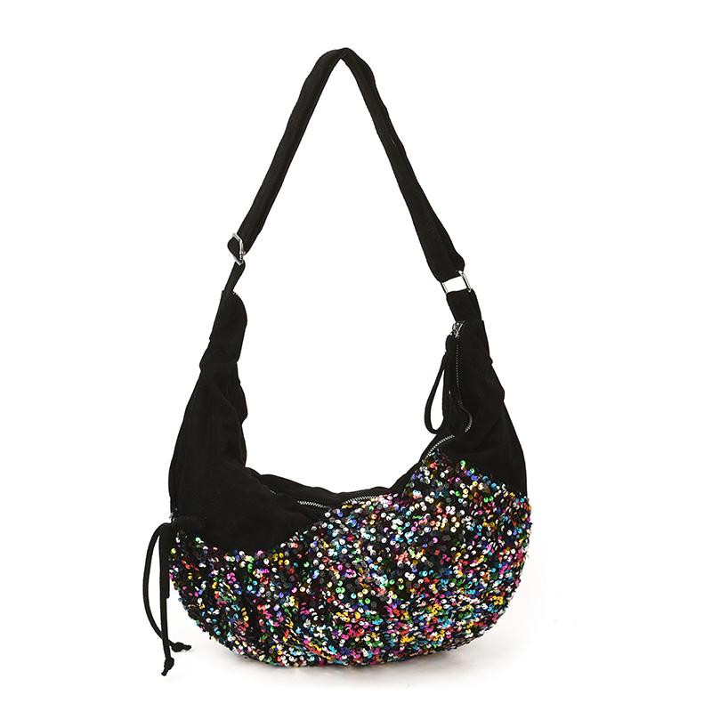 

Fashion Sequin Decorate Nylon Sweet Crossbody Bag for Women 2026 High Quality Personality Exquisite Stitching Line Shoulder Bags