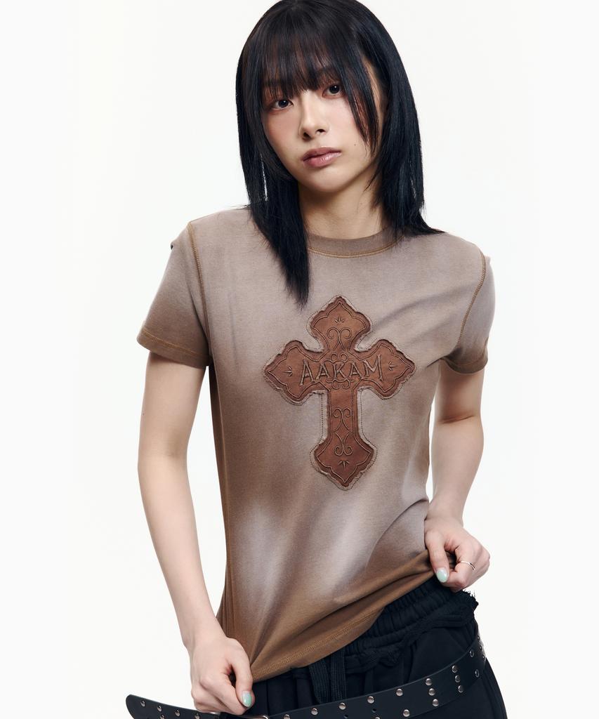 AAKAM Dust Fade Cros2 Half Top (Brown)