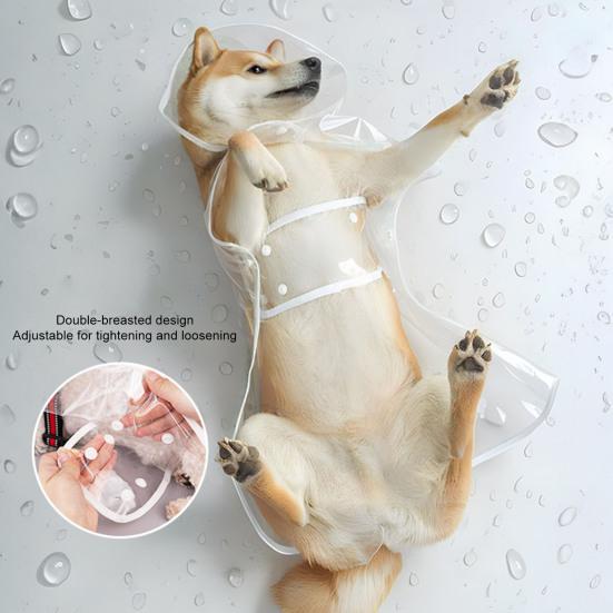 Dog Raincoat Transparent Hooded Dog Rain Jacket Adjustable Waterproof Pet Poncho for Small Medium Dogs Cats