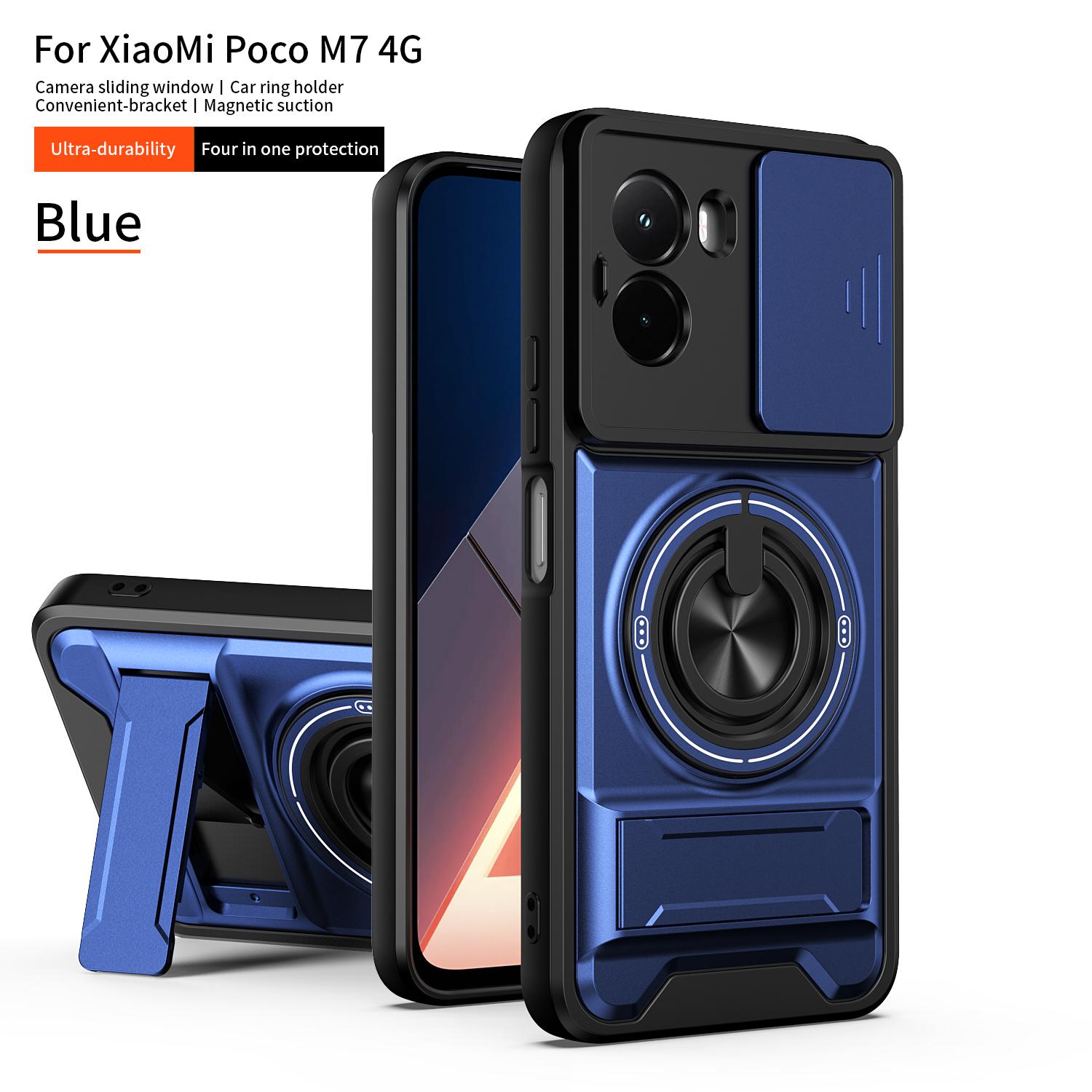 

Чохол для POCO M7 4G Чохол Обертовий Засувка Захисне кільце для камери Підставка Ударостійкий Чохол Capa Funda for POCO M7 4G синій