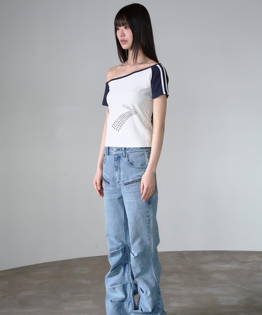 PRENDA Number Seven Off-Shoulder Short Sleeve White
