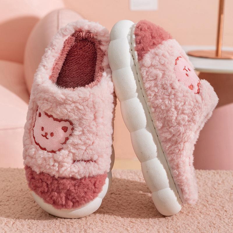 Vnitřní zesílené teplé plyšové bavlněné pantofle pro páry, domácí pantofle na podzim a zimu