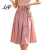 Costume bavarois Oktoberfest Jupe plissée vintage en satin pour femme Dirndl traditionnel Jupe unie pour femme Allemand Taille haute Midi avec nœud