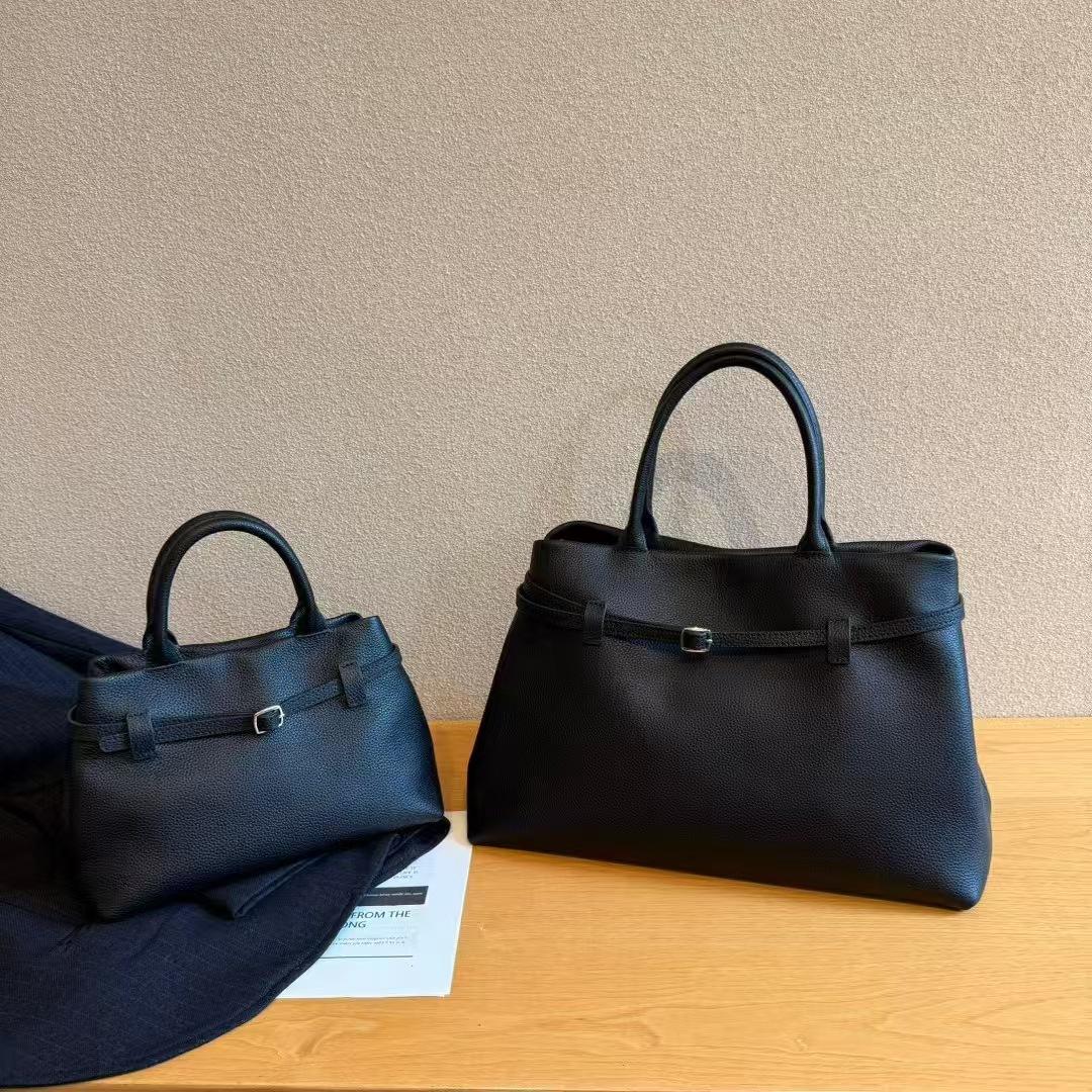 

Bao Korean Ladies High-end Sense Togo Top-layer Cowhide Leather Tote Bag 2025 Retro Minimalist Versatile Handbag For Women Large Size: 37 em 20 -em 26cm чёрный