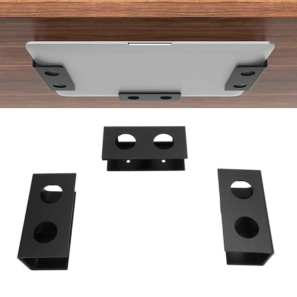 Under Desk Laptop Mount Aluminum Alloy Metal Under Desk Shelf Device Holder with Anti Scratch Silicone for Laptop TV Box
