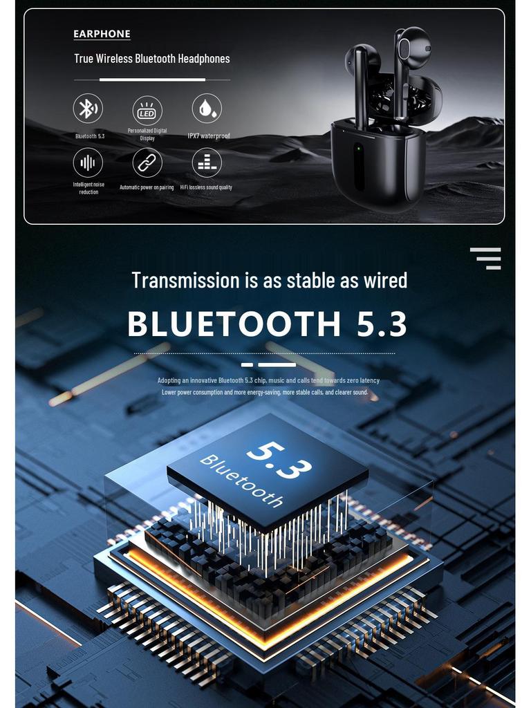 Cross-border Semi-in-Ear Bluetooth 5.3 Noise-Cancelling Gaming Earbuds