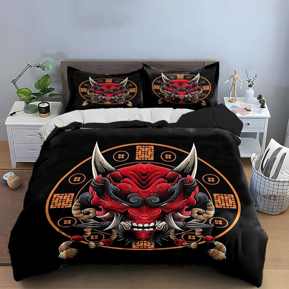 Samurai Demon Art Decor Set Soft Comfortable Duvet Cover Bedding Set Included 1*Duvet Cover & 2*Pillowcases, Gift