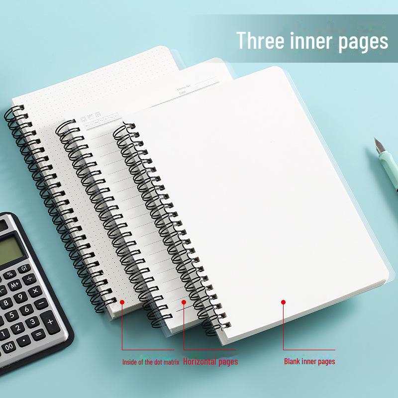 A5 Thickened PP Spiral Notebook - Business & Student Use with Creative Horizontal Lines