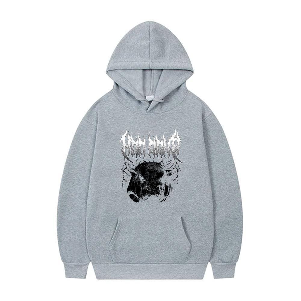 Vintage Moo Deng Print Hoodie Fuuny Baby Hippo Meme Hooded Sweatshirt Men Women Fashion Casual Oversized Fleece Cotton Hoodies