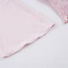 Spicy Girl Pink Lace Patchwork Ruched V-Neck Base Shirt