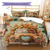 Trucks animals Pattern Bedding Quilt Set Quilt Cover Pillowcase Home Decoration Birthday Gift (1 * duvet cover + 2 * pillowcase, without core)