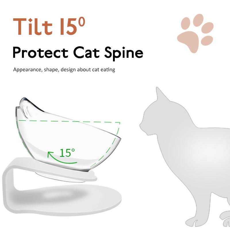 Cat Bowl Transparent Double Bowl Cat Food Bowl Water Bowl Basin Bowl Rack Dog Bowl Dog Food Basin Oblique Mouth Spine