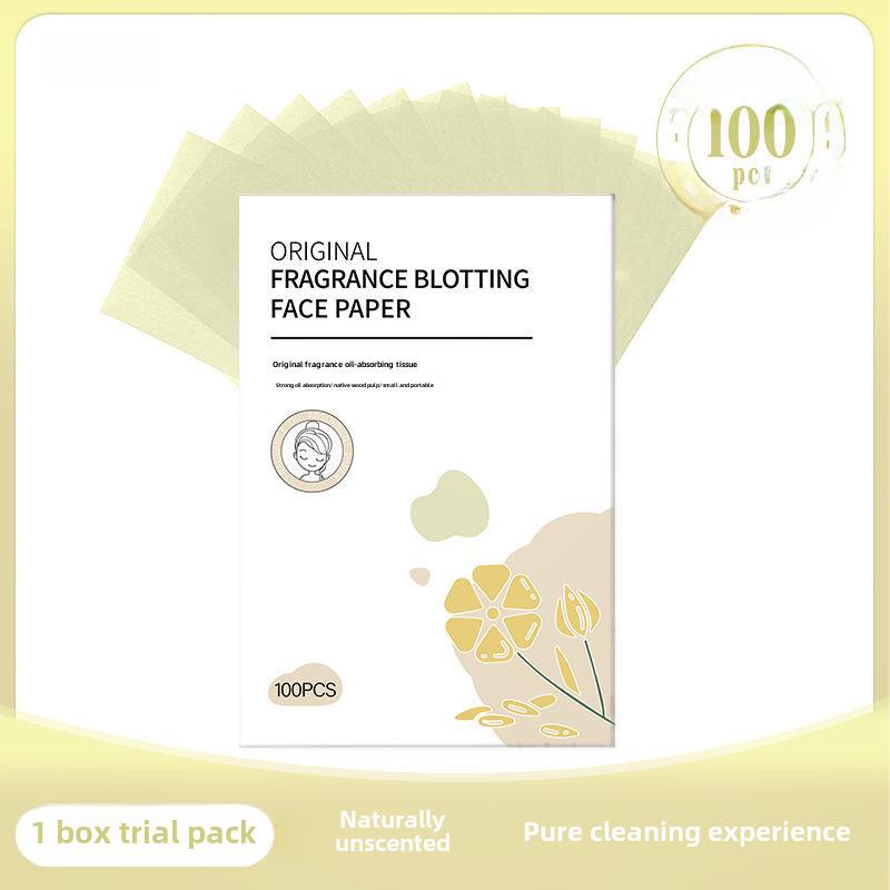 Flax Wood Pulp Oil-Absorbing Facial Sheets - 100 Suede Fragrance Portable Makeup Remover